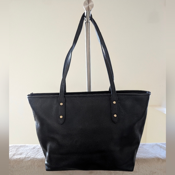 Coach City Zip Tote Black Leather Bag - Picture 2 of 15